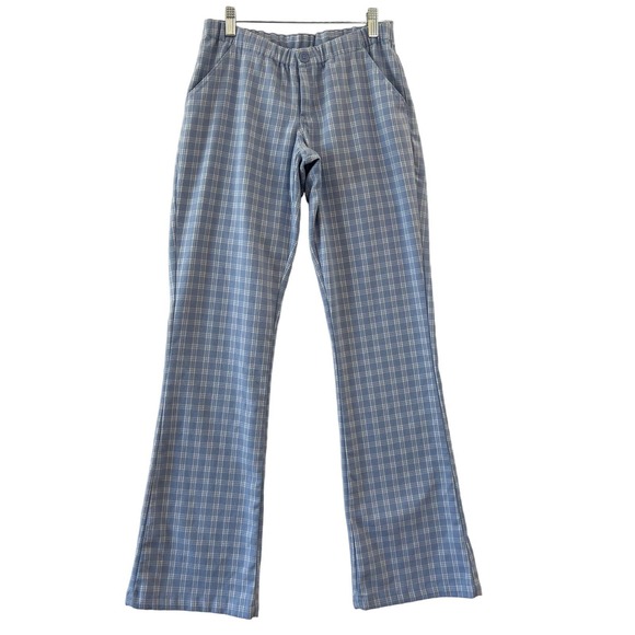 Brandy Melville Pants - Brandy Melville Pants Women Small Blue White Check Flare Flannel Pockets Stretch